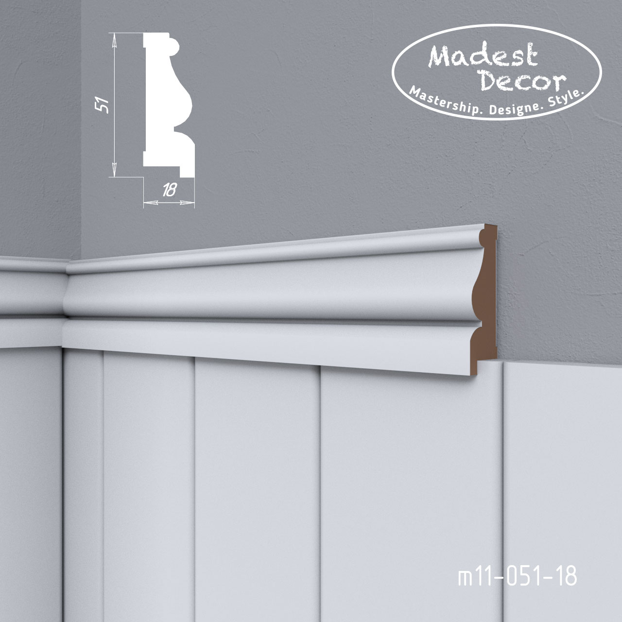 Финишный молдинг под покраску Madest Decor m 1105118 2400×51×18